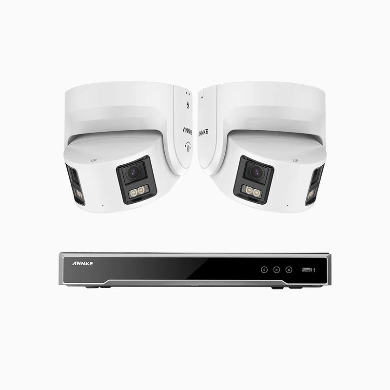 NightChroma TM NDK800 – Kit de surveillance PoE Dual Lens 4K à 8 canaux avec 2 caméras, f/1.0 Super Aperture, Acme Color Night Vision, Active Siren and Strobe, Human & Vehicle Detection, Intelligent Behavior Analysis, Built-in Micphone