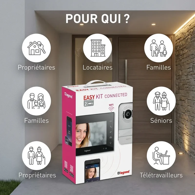 Visiophone connecté écran 7" Noir - Easy Kit - Legrand