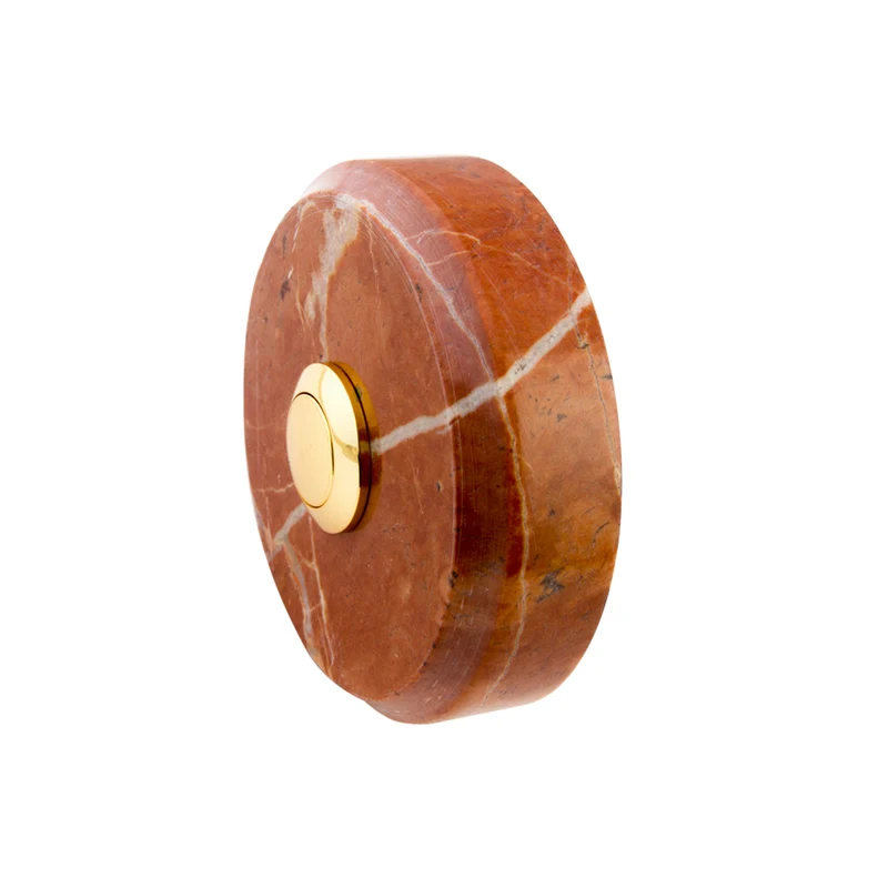 Sonnette Bilbao filaire marbre rouge bouton laiton