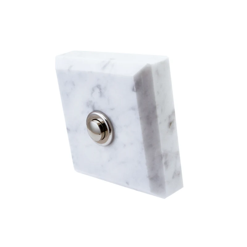 Sonnette Evora filaire marbre blanc bouton chrome