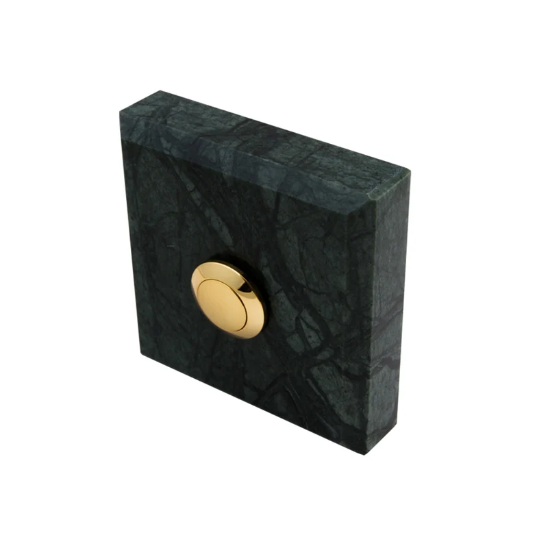 Sonnette Elvas filaire marbre vert bouton laiton