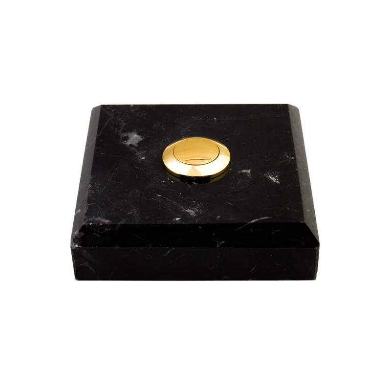 Sonnette Braga filaire marbre noir bouton laiton