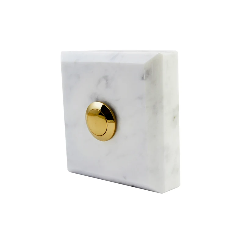 Sonnette Amarante filaire marbre blanc bouton laiton