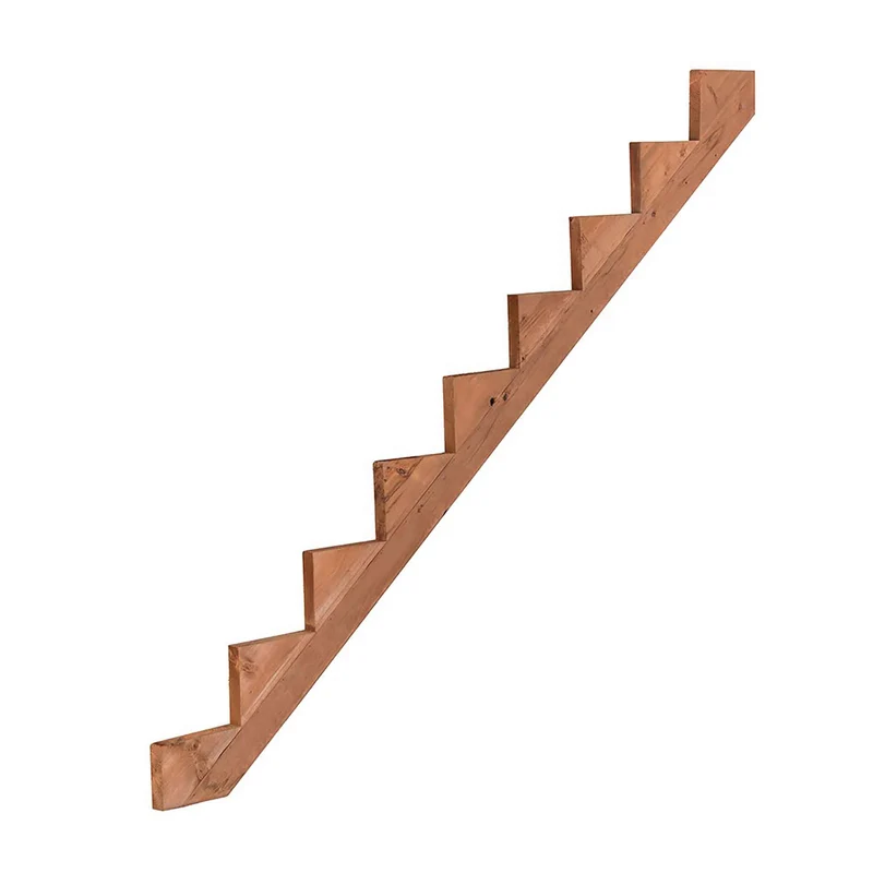 Limon d’escalier en bois traité brun, 8 marches (2'' x 12'')