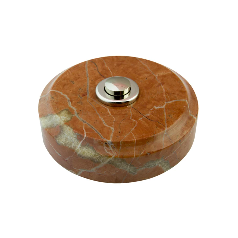 Sonnette Saragosse filaire marbre rouge bouton chrome