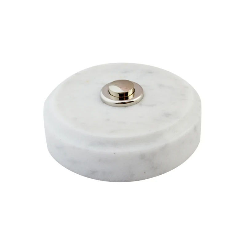 Sonnette Madrid filaire marbre blanc bouton chrome