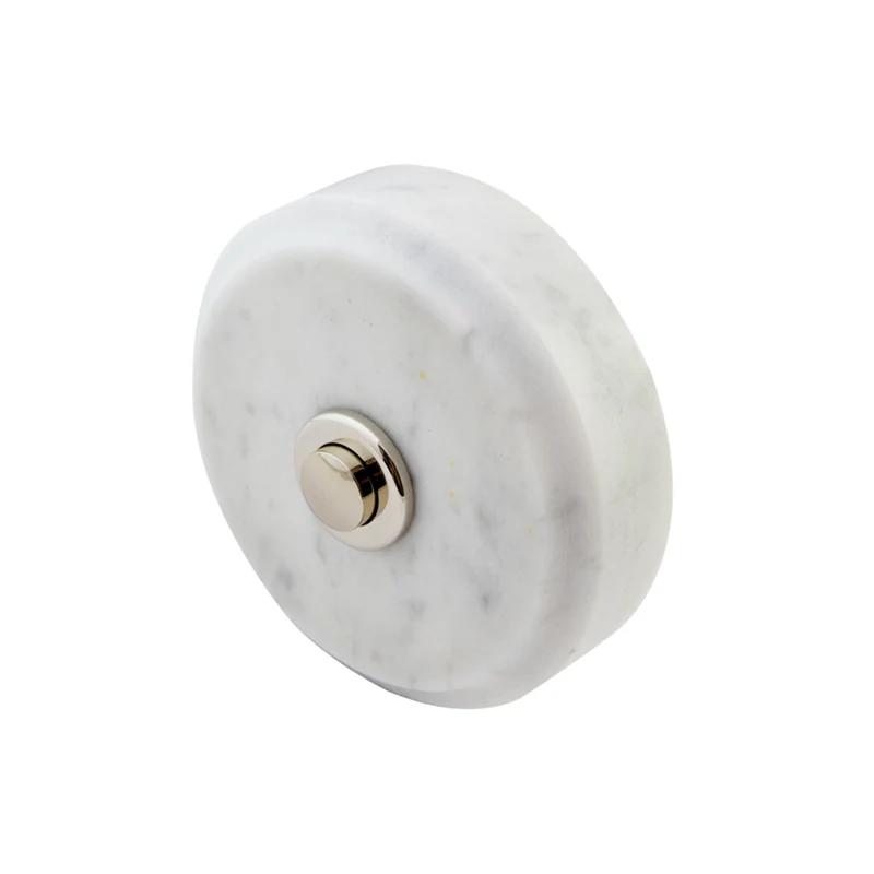 Sonnette Madrid filaire marbre blanc bouton chrome