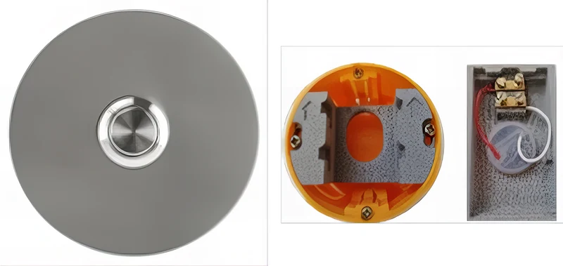 Sonnette filaire rond acier gris clair boite d'encastrement