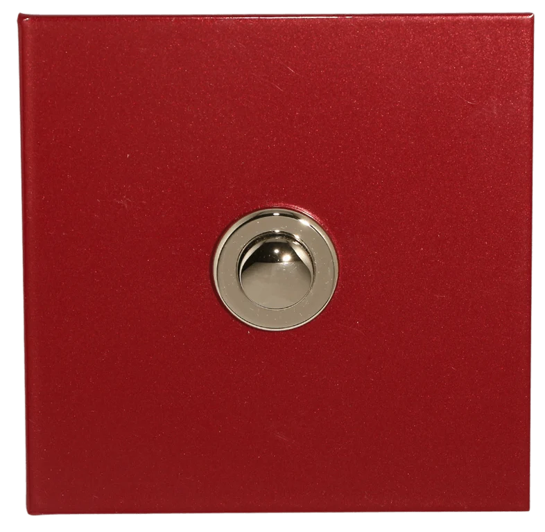 Sonnette filaire carré acier rouge boite d'encastrement