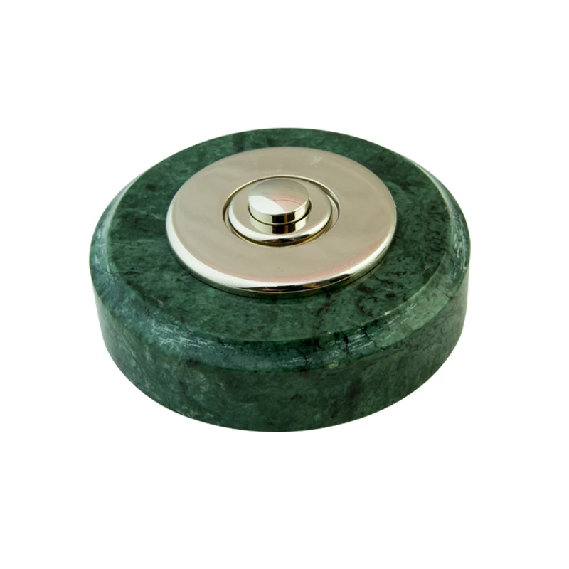 Sonnette Reims filaire marbre vert collerette chrome
