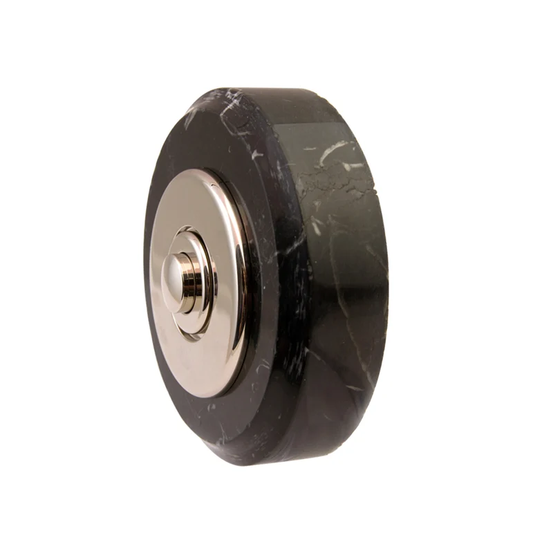 Sonnette Genève filaire marbre noir collerette chrome