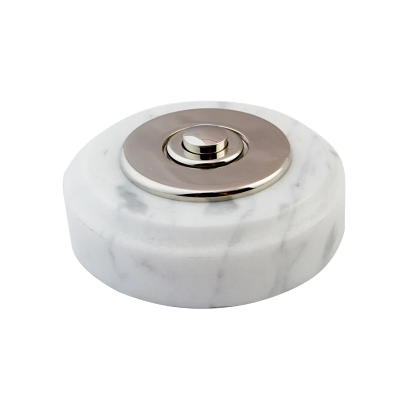 Sonnette Cannes filaire marbre blanc collerette chrome