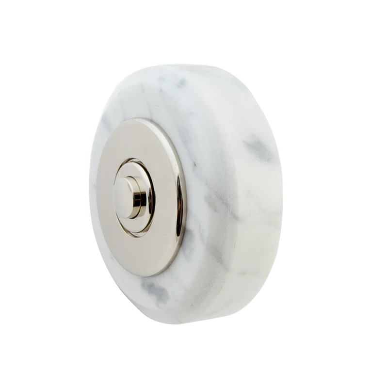Sonnette Cannes filaire marbre blanc collerette chrome