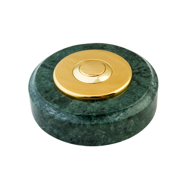 Sonnette Bruges filaire marbre vert collerette laiton