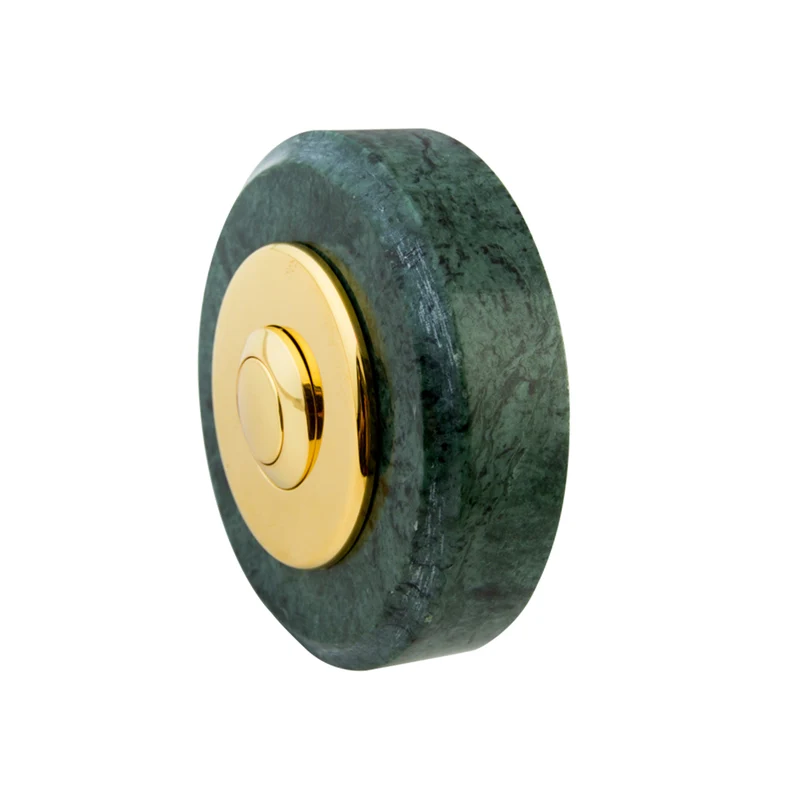 Sonnette Bruges filaire marbre vert collerette laiton
