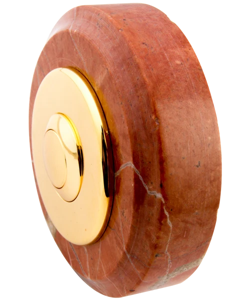 Sonnette Bordeaux filaire marbre rouge collerette laiton