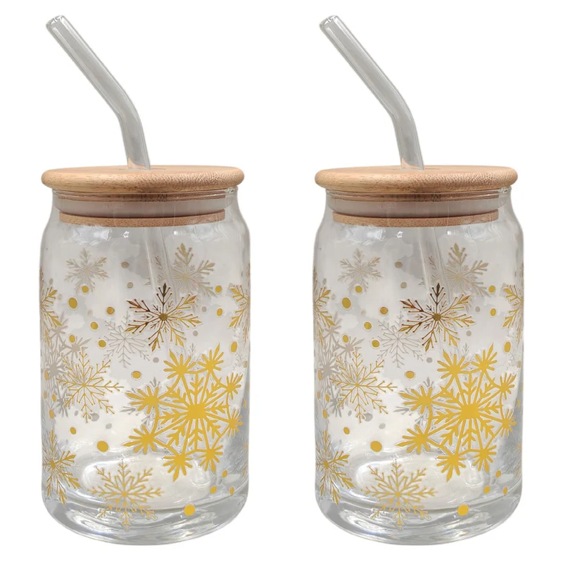 Verre de Noël en borosilicate avec paille, 350 ml (2 pièces)