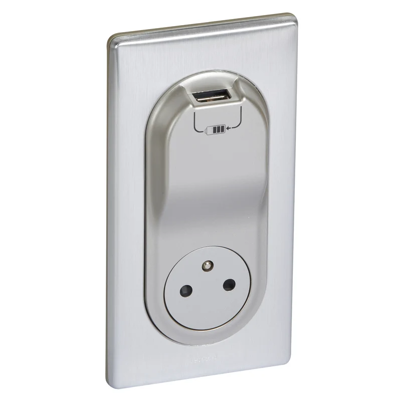 Prise affleurante 2P+T USB + boîte encastrement complet - Céliane - Legrand