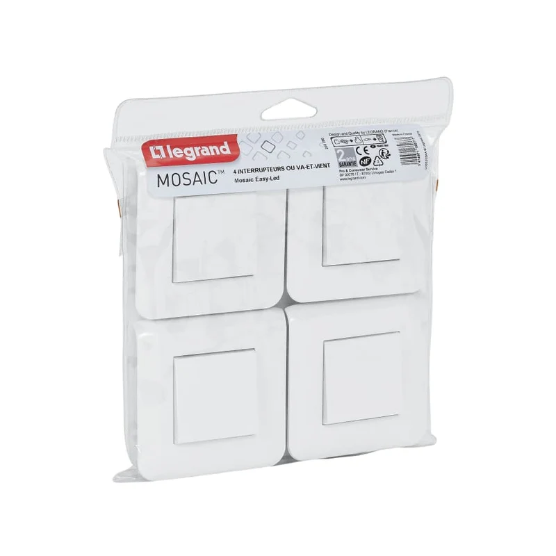 Lot interrupteurs va et vient 10A complet - Mosaic - blanc - Legrand