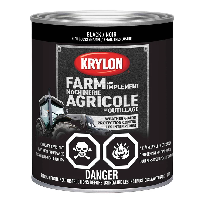 Peinture pour machinerie agricole et outillage émail très lustré noir, 946 ml