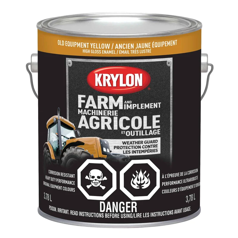 Peinture pour machinerie agricole et outillage émail très lustré ancien jaune équipement, 3,78 L