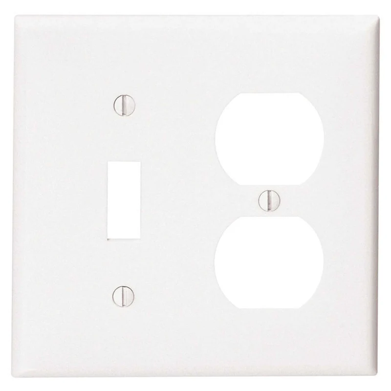 Plaque murale combinée pour 2 dispositifs avec 1-bascule et 1-double, blanc