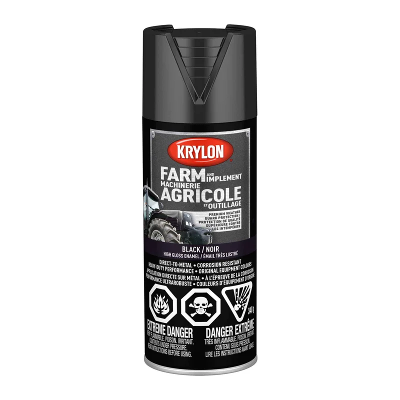Peinture en aérosol pour machinerie agricole et outillage émail très lustré noir, 340 g
