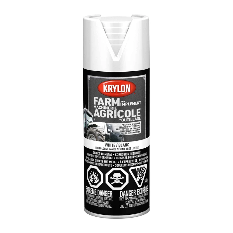 Peinture en aérosol pour machinerie agricole et outillage émail très lustré blanc, 340 g