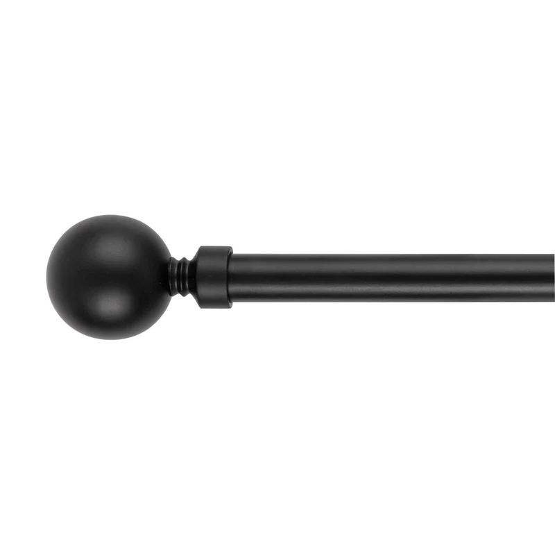 Tringle à rideaux extensible et noire avec embouts ronds, 28" à 48"