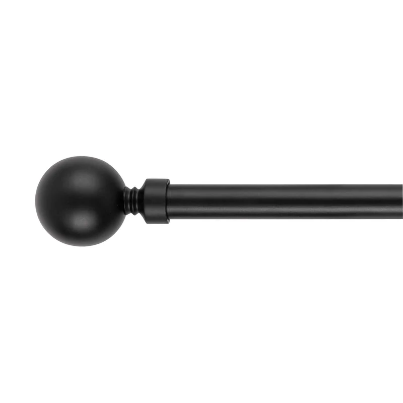 Tringle à rideaux extensible et noire avec embouts ronds, 66" à 120"