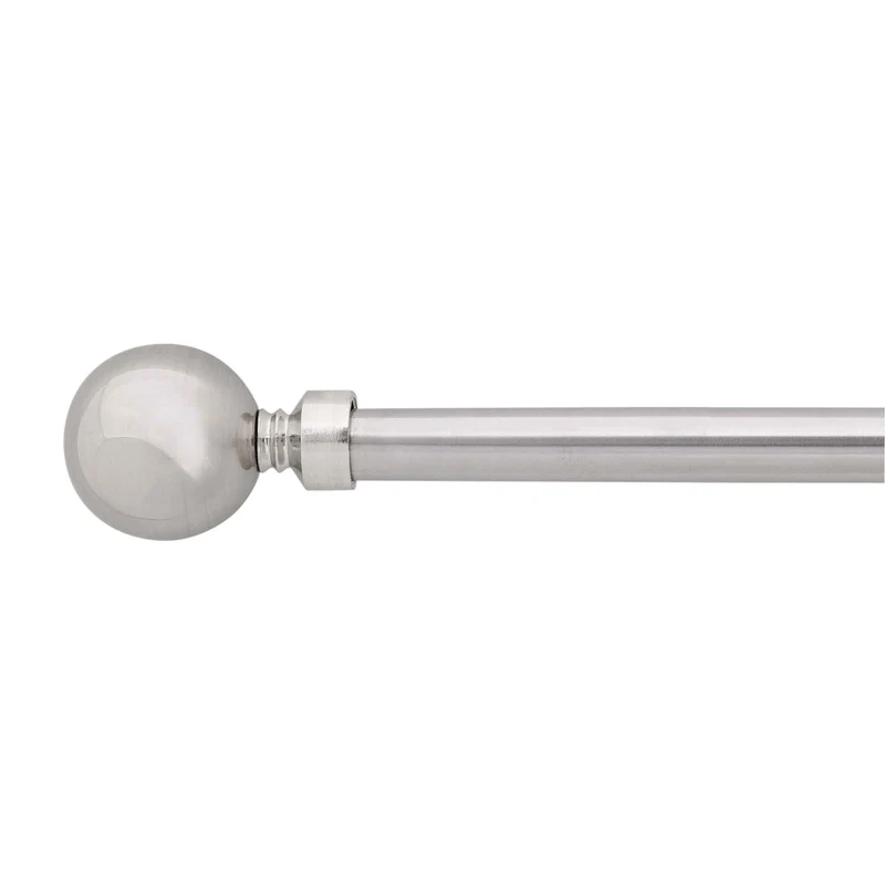 Tringle à rideaux extensible et nickel avec embouts ronds, 28" à 48"
