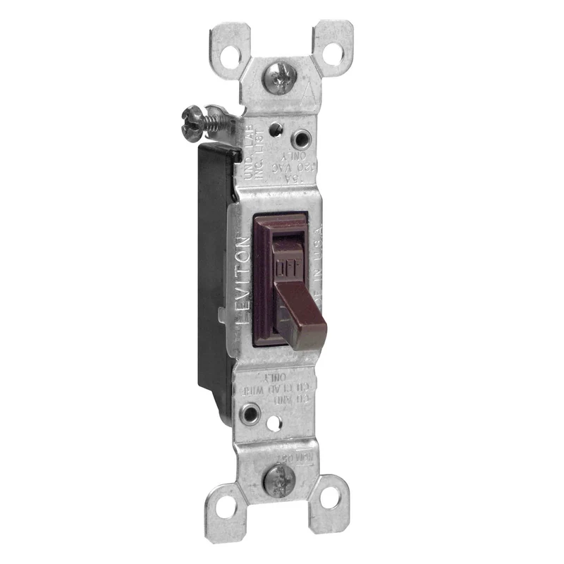 Interrupteurs à bascule unipolaire de 15 A / 120 V, brun