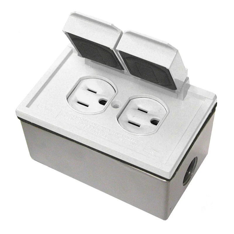 Trousse de prise double résistant aux intempéries de 15 A / 125 V, blanc