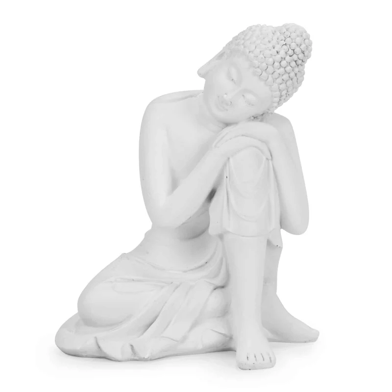 Figurine de bouddha avec tête penchée, 5" x 4" x 6"
