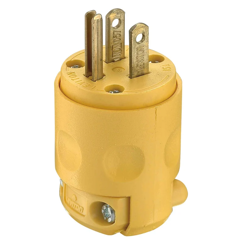 Fiche à 2 pôles et 3 fils en jaune, 15 A / 125 V