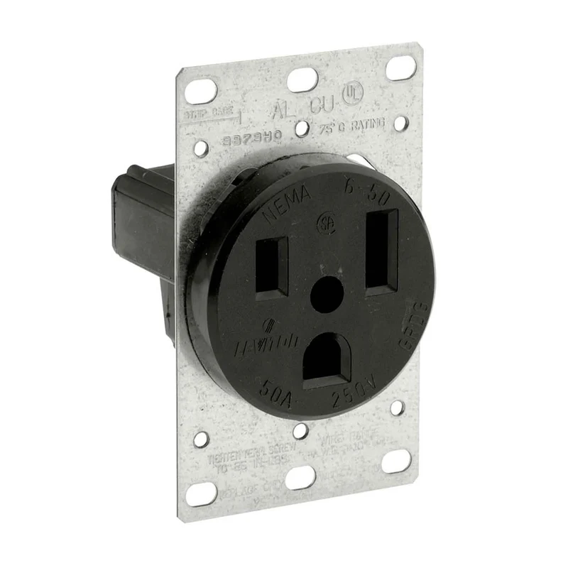 Prise encastrée de qualité industrielle en noir, 50 A / 250 V