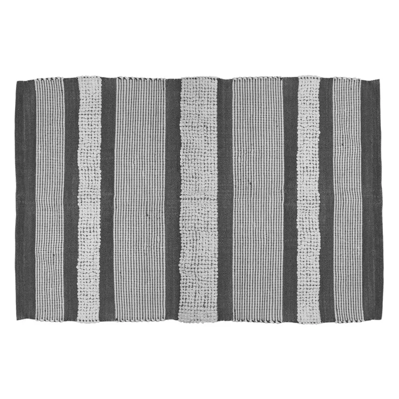 Grand tapis gris avec motif bouclé blanc, 74" x 48"