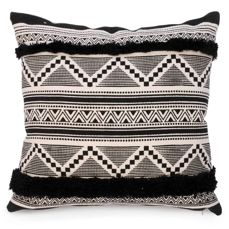 Coussin tissé avec imprimé aztèque, 16" x 16"