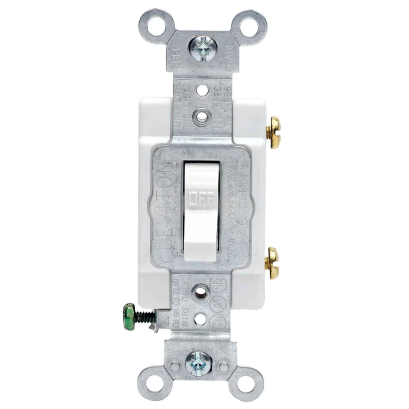 Interrupteur à bascule en blanc unipolaire de 120 / 277 V AC en blanc, 20 A
