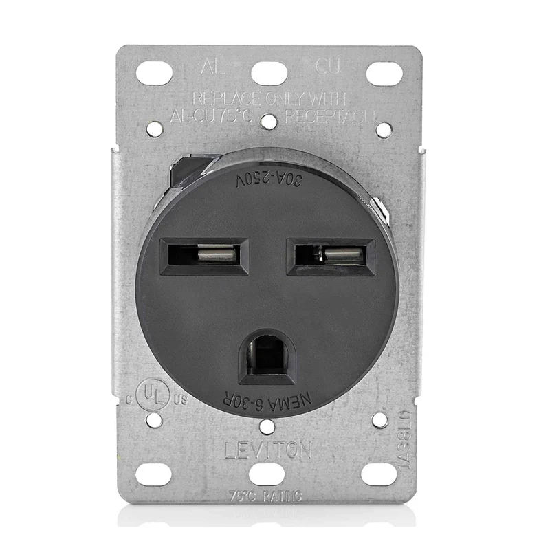 Prise encastrée de qualité industrielle en noir, 30 A / 250 V