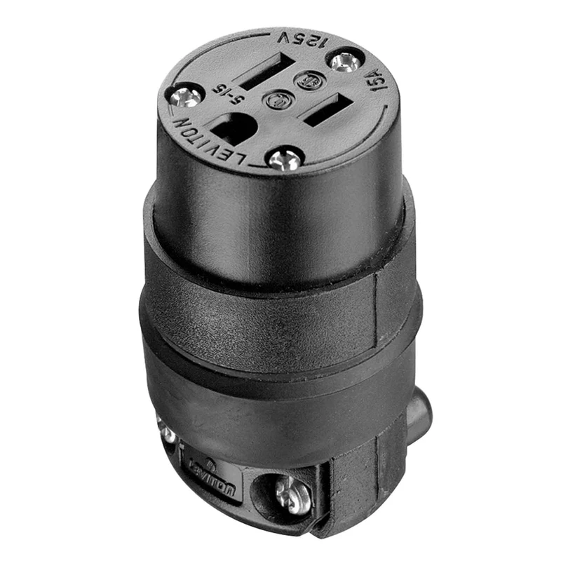 Connecteur en caoutchouc à 2 pôles et 3-fils en noir, 15 A / 125 V