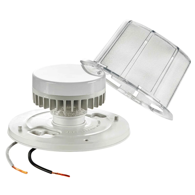 Plafonnier DEL sans clé avec lampe GU24 et grille de protection, blanc