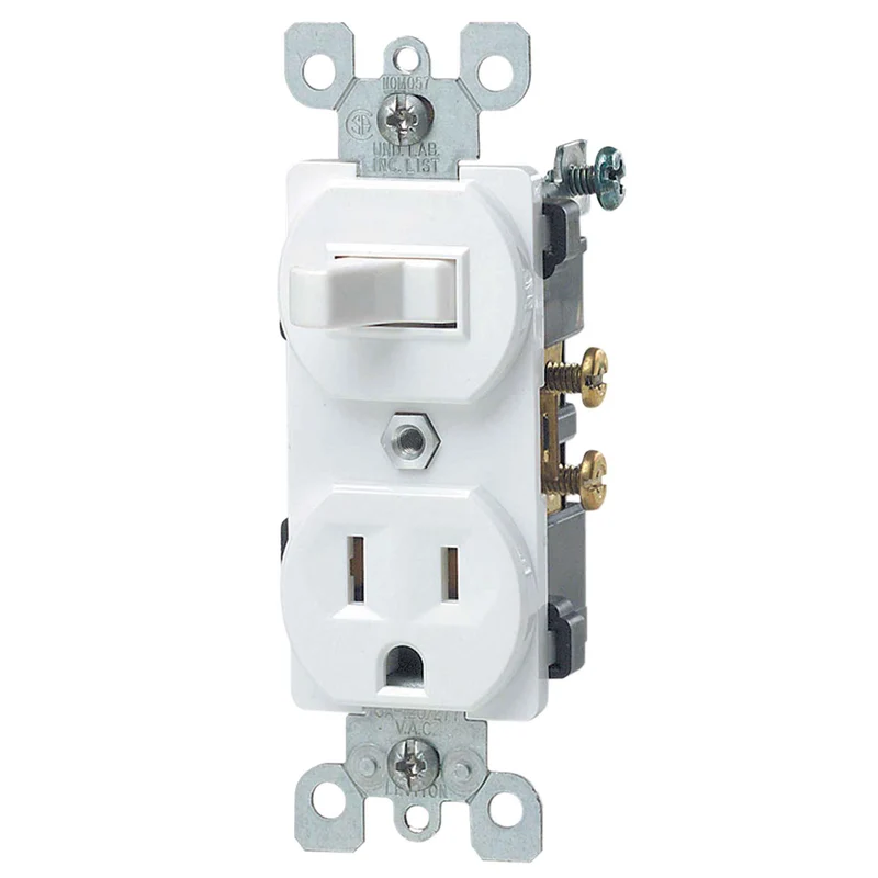 Interrupteur combiné duplex unipolaire de 15 A / 125 V, blanc