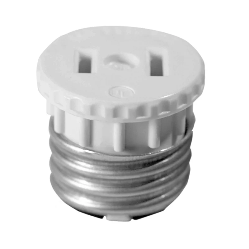 Adaptateur d'intérieur pour douille à prise de courant de 660 W / 125 V à 2 pôles et 2 fils, blanc