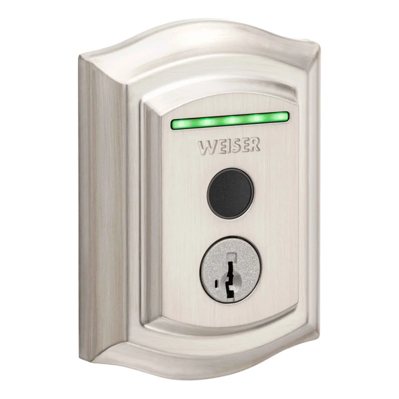 Serrure intelligente Halo à empreinte digitale et Wi-Fi intégré de style traditionnel, nickel satiné
