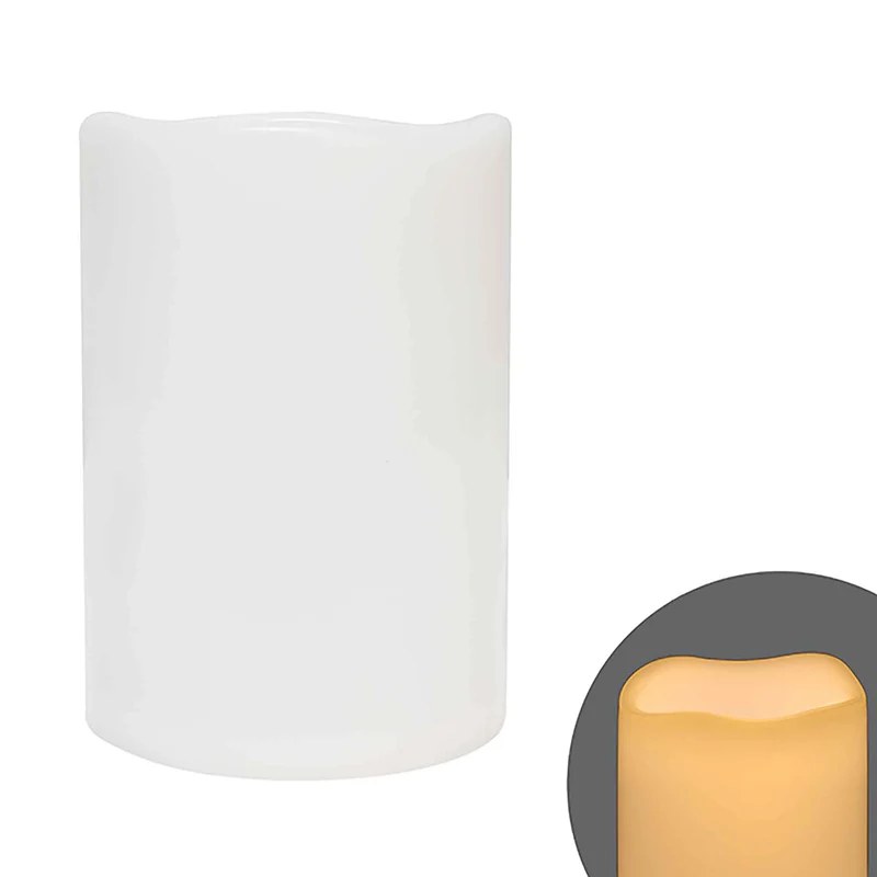 Chandelle blanche avec flamme vacillante et minuterie, 4'' x 6''