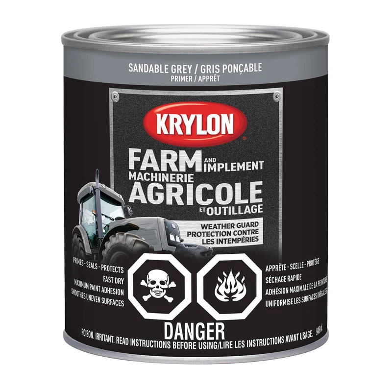 Apprêt pour machinerie agricole et outillage gris ponçable, 946 ml