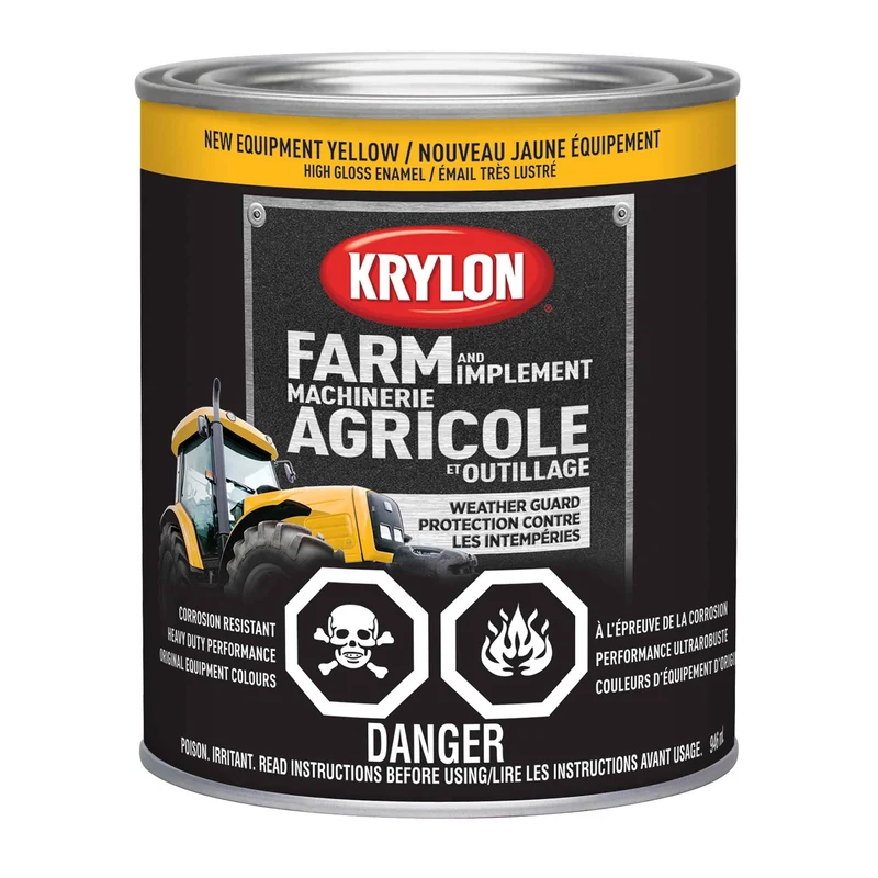 Peinture pour machinerie agricole et outillage émail très lustré nouveau jaune équipement, 946 ml