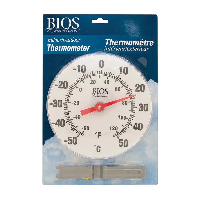 Thermomètre d'intérieur ou d'extérieur à cadran de 6", blanc
