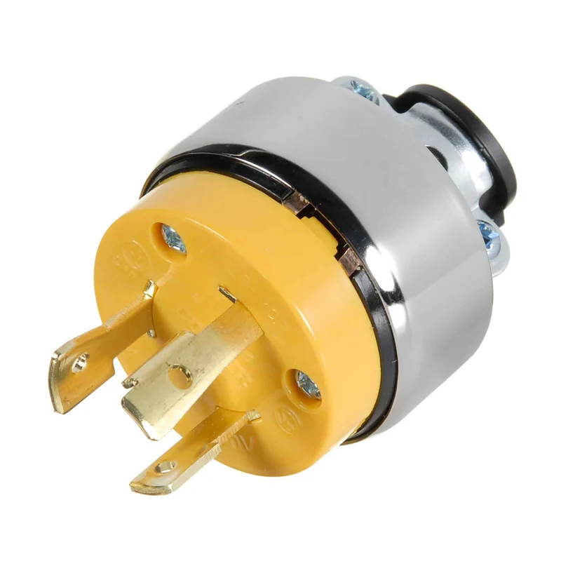 Fiche à 3 fils verrouillable jaune avec serre câble , 20 A-250 V